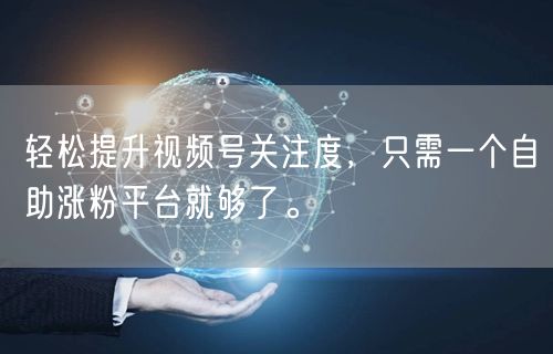 轻松提升视频号关注度，只需一个自助涨粉平台就够了。