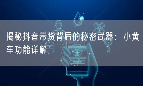 揭秘抖音带货背后的秘密武器：小黄车功能详解