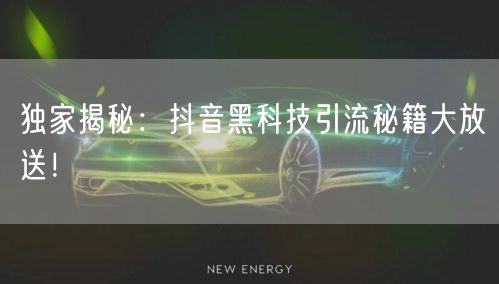 独家揭秘：抖音黑科技引流秘籍大放送！