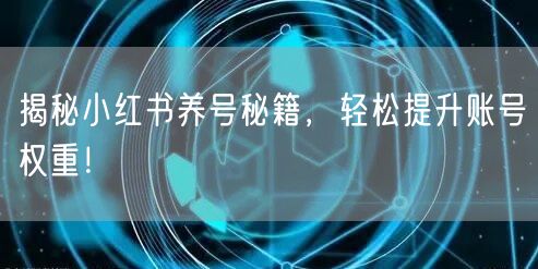 揭秘小红书养号秘籍，轻松提升账号权重！