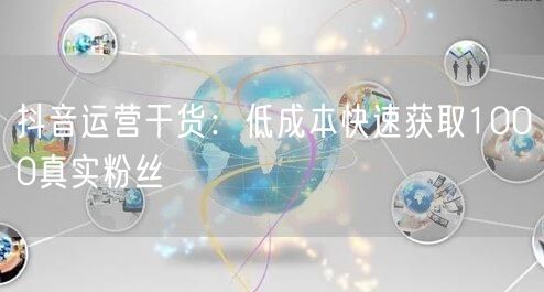 抖音运营干货：低成本快速获取1000真实粉丝
