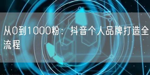 从0到1000粉：抖音个人品牌打造全流程