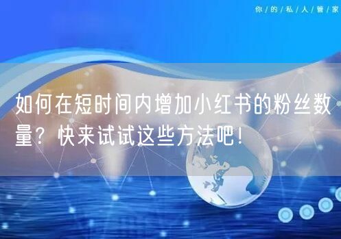 如何在短时间内增加小红书的粉丝数量？快来试试这些方法吧！