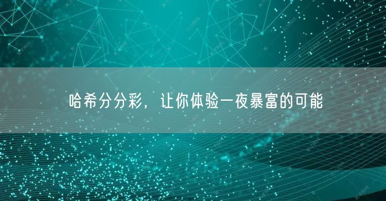 哈希分分彩，让你体验一夜暴富的可能