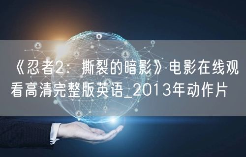 《忍者2：撕裂的暗影》电影在线观看高清完整版英语_2013年动作片